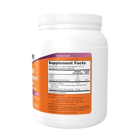 Now Foods, Multi Collagen Protein Types I, II & III Powder Unflavored, 16 Oz