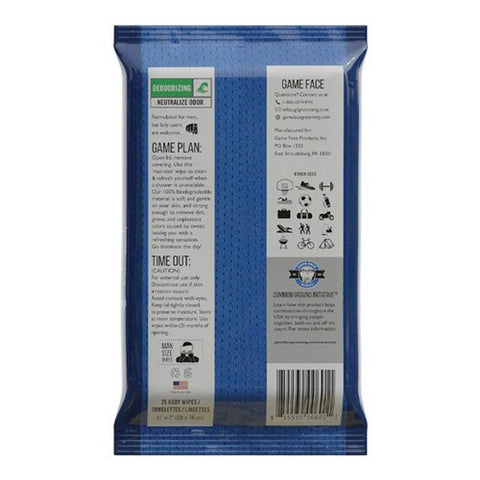 Game Face, Deodorizing Underarm And Body Wipes, 25 Count
