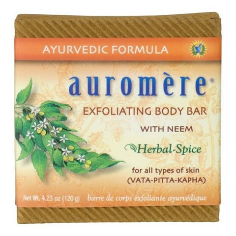Auromere, Exfoliating Body Bar With Neem Herbal Spice, 4.23 Oz