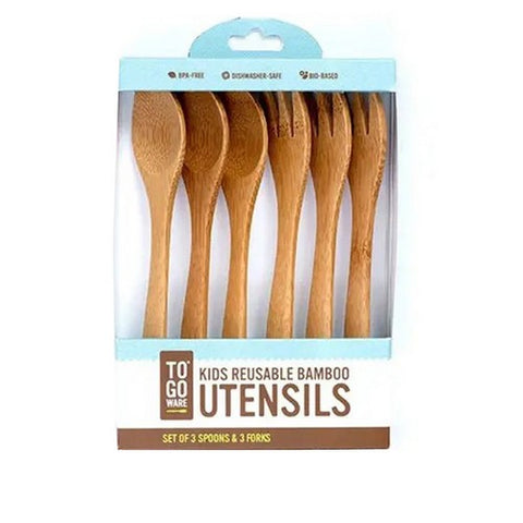 To-Go Ware, Reusable Bamboo Kids Utensils Forks, 6 Count