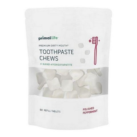 Primal Life Organics, Toothpaste Chews Sparkling Spearmint, 60 Tablets
