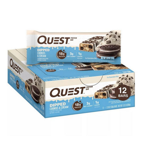 Quest Protein Bar Dipped Cookies And Cream 12 Count by Pure Protein