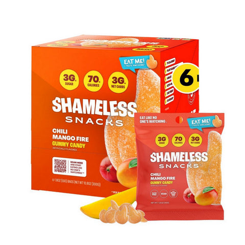 Chili Mango Fire Gummy Candy 6 Count by Shameless Snacks