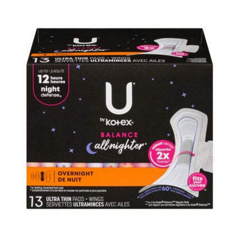 Balance Pads Ultra Thin With Wings Night 13 Count by U By Kotex