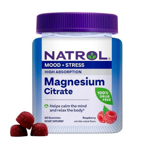 Natrol, Mood And Stress Magnesium Citrate High Absorption Raspberry, 60 Count