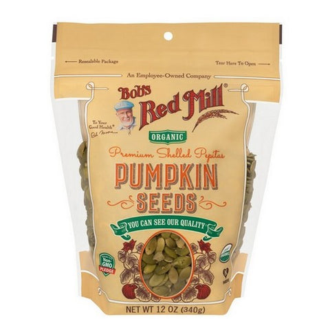 Bobs Red Mill, Organic Premium Shelled Pepitas Pumpkin Seeds, 12 Oz (case Of 4)