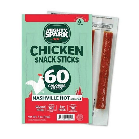 Mighty Spark, Mighty Spark Chicken Snack Sticks Hot, 4 Oz (Case of 8)