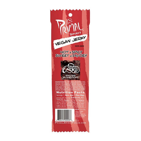 Primal Spirit Foods, Vegan Jerky Meatless Shiitake Mushrooms Hot And Spicy, 1 Oz (Case of 24)