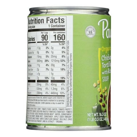 Pacific Foods, Organic Chicken Tortilla Style Rice Soup, 16.3 Oz
