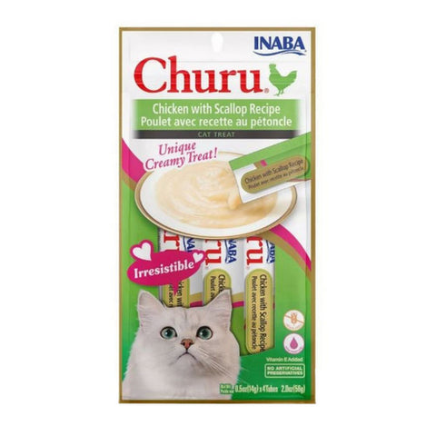Inaba, Churu Grain Free Food Topper Chicken Recipe Cat Treat, 2 Oz (Case of 8)