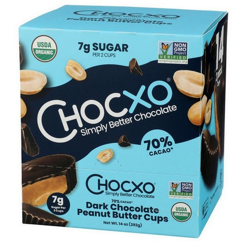 Chocxo, Dark Chocolate Peanut Butter Cups, 1 Oz (Case of 14)