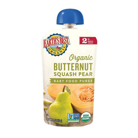 Organic Butternut Squash Pear Baby Food Puree Stage 2 4 Oz (Case Of 12) by Earth's Best