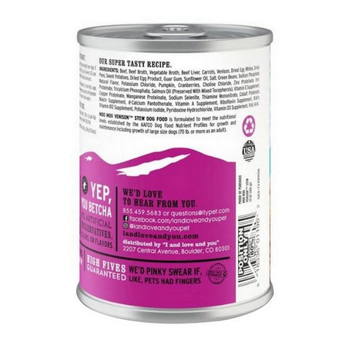 I And Love And You, Moo Venison Stew Beef Wet Dog Food, 13 Oz (Case Of 12)