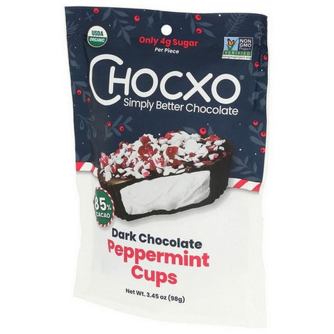 Chocxo, Organic Dark Chocolate Peppermint Cups, 3.45 Oz (Case of 6)