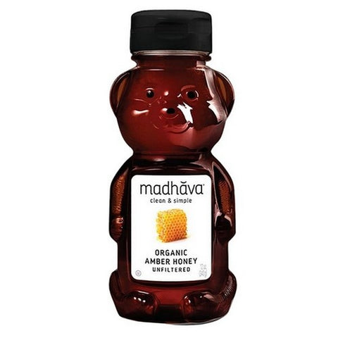 Madhava, Organic Unfiltered Amber Honey Bear, 12 Oz (Case Of 6)
