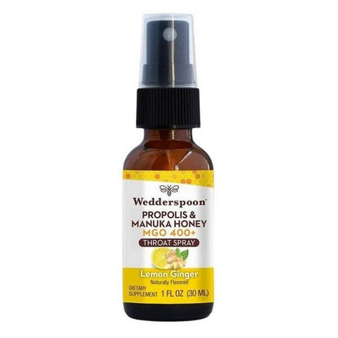 Wedderspoon, Lemon And Ginger Propolis And Manuka Honey Throat Spray, 1 Oz