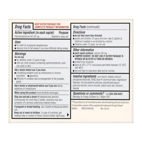 Foster And Thrive, Nighttime Sleep-Aid Diphenhydramine Hcl, 25 Mg, 24 Caps