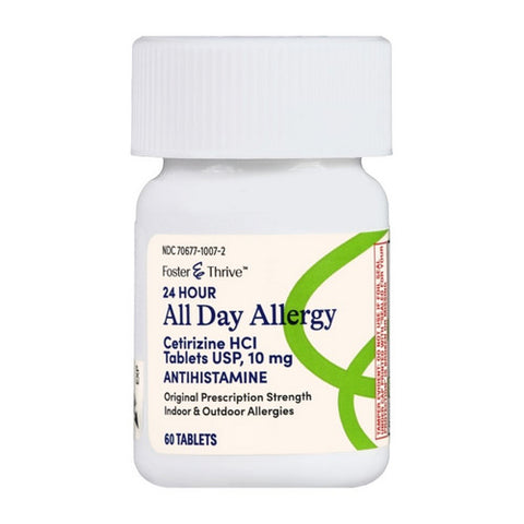 Foster And Thrive, 24 Hour All Day Allergy Cetirizine Hcl, 10 Mg, 60 Tabs