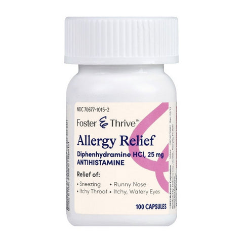 Foster And Thrive, Allergy Relief Diphenhydramine Hcl, 25 Mg, 100 Caps