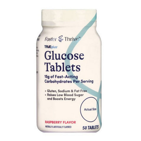 Trueplus Glucose Raspberry 50 Tablets by Foster And Thrive