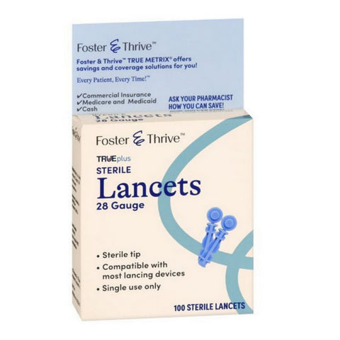 Trueplus Sterile Lancets 28 Gauge 100 Count by Foster And Thrive