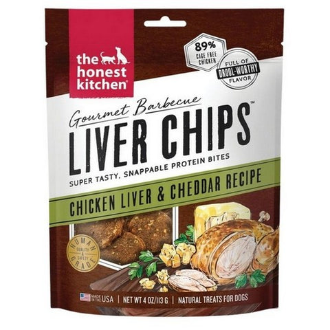 The Honest Kitchen, Gourmet Barbecue Liver Chips Chicken Liver And Cheddar Dog Treats, 4 Oz (Case Of 6)