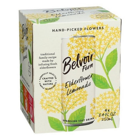Belvoir Fruit Farms, Elderflower Lemonade Sparkling Soft Drink, 8.4 Oz X 4 Count (Case Of 6)