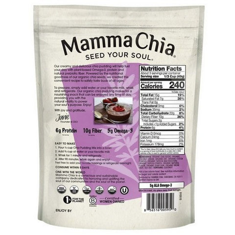 Mamma Chia, Organic Chia Pudding Chocolate Mix, 5.3 Oz (Case Of 6)