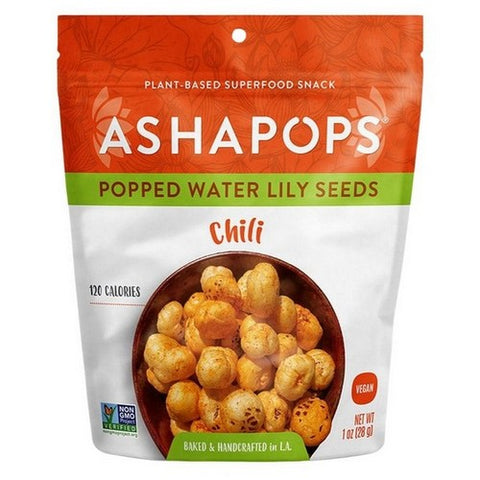 AshaPops, Popped Water Lily Seeds Chili Lime, 1 Oz (Case Of 6)