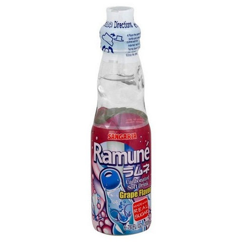Sangaria, Soft Drink Grape Ramune, 6.76 Oz X 6 Count (Case Of 3)