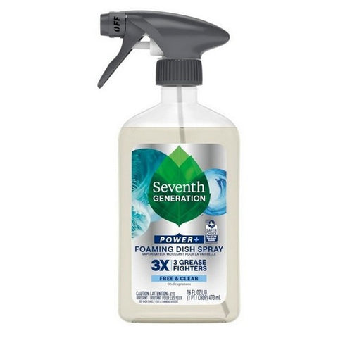 Seventh Generation, Power Plus Foaming Dish Spray Fragrance Free, 16 Oz (Case Of 6)