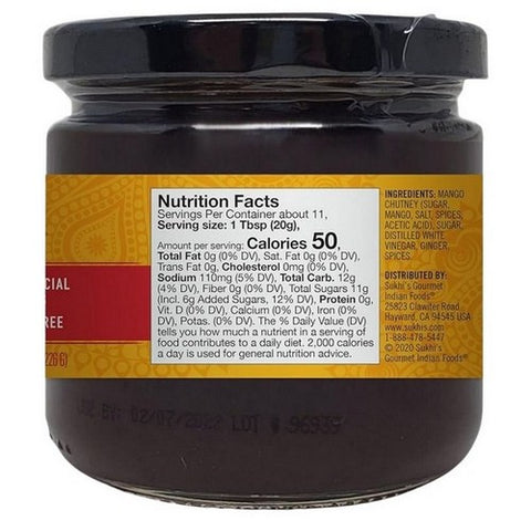 Sukhis, Gourmet Indian Food Chutney Mango, 8 Oz (Case Of 6)