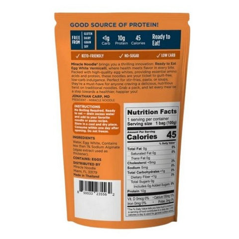 Miracle Noodle, Egg White Noodles Vermicelli, 3.5 Oz