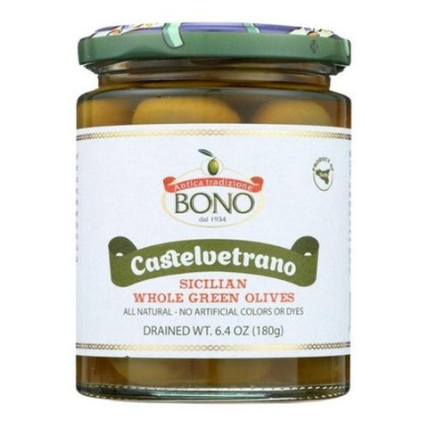 Bono, Castelvetrano Sicilian Whole Green Olives, 6.4 Oz (Case Of 6)