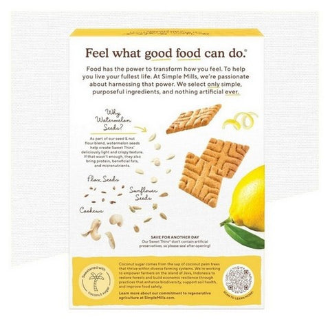 Simple Mills, Seed And Nut Flour Lemon Sweet Thins, 4.25 Oz (Case Of 6)