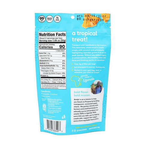 Amazi Foods, Organic Dried Pineapple Pina Colada, 2.3 Oz (Case Of 6)