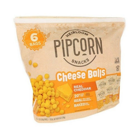 Pipcorn, Cheese Balls With Real Cheddar, 1 Oz (Case Of 6)