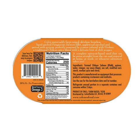 Coles, Patagonian Salmon Smoked Fillet With Quinoa, 5.6 Oz (Case Of 6)