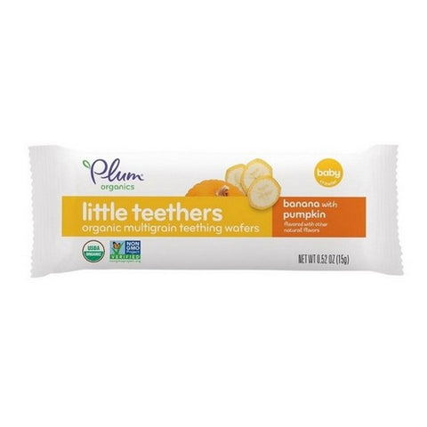 Plum Organics, Little Teethers Organic Teething Multigrain Wafers Banana With Pumpkin, 0.5 Oz X 6 Count (Case Of 6)