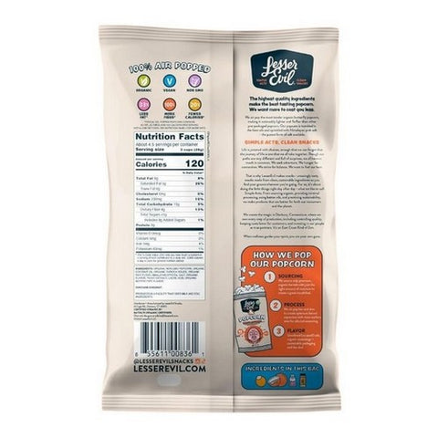 Lesser Evil, Organic Popcorn No Cheese Cheesiness, 4.6 Oz (Case Of 12)