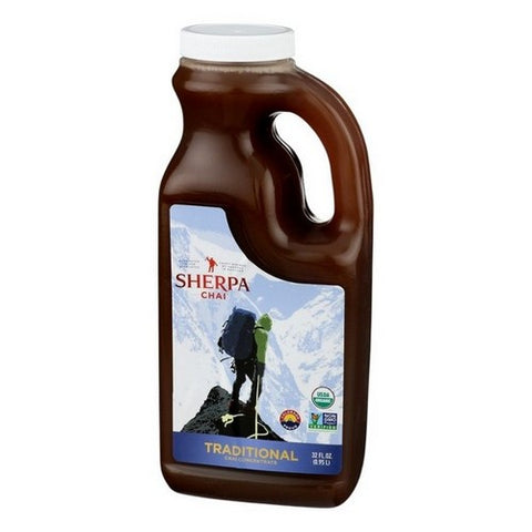 Sherpa Chai, Traditional Chai Concentrate Medium Bottle Mocha Almond, 32 Oz (Case Of 6)
