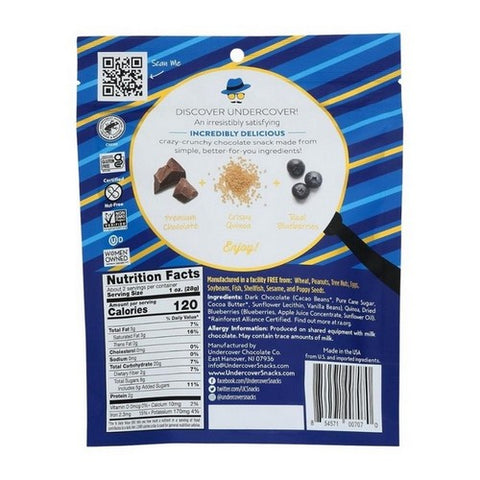 Undercover Chocolate, Quinoa Crisps Dark Chocolate Blueberry, 2 Oz (Case Of 12)