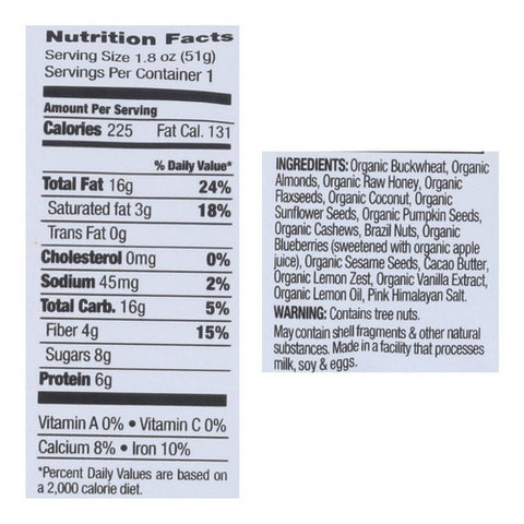 Elemental, Blueberry Cashew And Lemon Seed Bar, 1.8 Oz (Case Of 12)