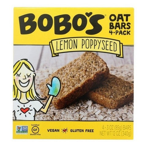 Bobo's Oat Bars, Vegan Gluten Free Lemon Poppy Seed Oat Bars, 4 Pack (Case Of 6)
