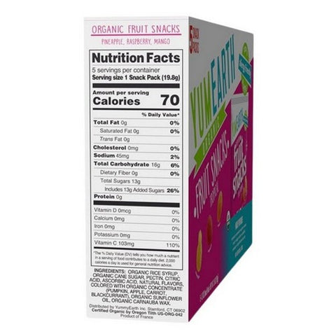 YumEarth, Organic Tropical Fruit Snack, 3.5 Oz (Case Of 6)
