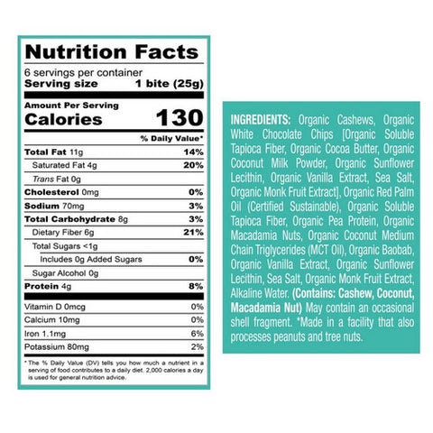 BHU Foods, Bites White Chocolate Macadamia, 5.29 Oz (Case Of 6)