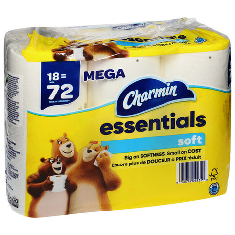 Essentials Strong Toilet Paper 18 Mega Rolls 645 Square Feet / 18 Rolls by Charmin