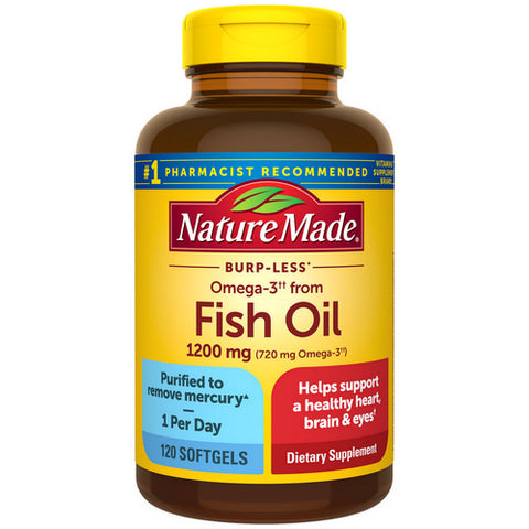 Nature Made, Burp Less Fish Oil, 1200 Mg, 120 Softgels