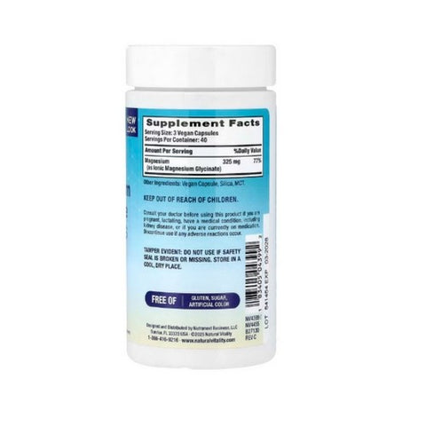 Natural Vitality, Calm Magnesium Glycinate Vegan Capsules, 120 Count