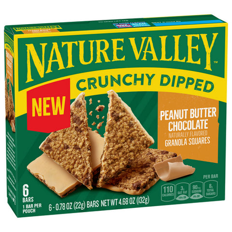 Nature Valley, Crunchy Dips Peanut Butter Chocolate Bars, 4.68 Oz (Case Of 6)
